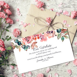 Vallen in Liefde Waterverf Bloemen Bruiloft Websit Informatiekaartje