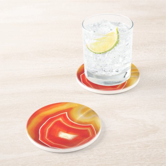 Vallen Sinaasappel Agaat Zandsteen Onderzetter (Zijkant)