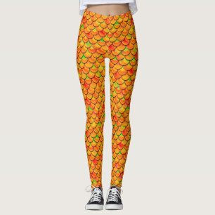 Vallen Sinaasappel en Groene Schalen Leggings