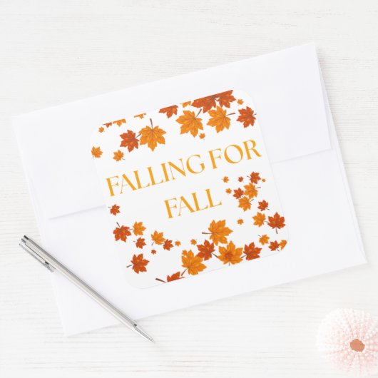 Vallen van Herfst Vierkante Sticker (Envelop)
