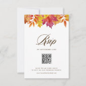 Vallen verlaat Garland Autumn Wedding QR-code RSVP Kaartje (Voorkant)
