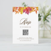 Vallen verlaat Garland Autumn Wedding QR-code RSVP Kaartje (Staand voorkant)