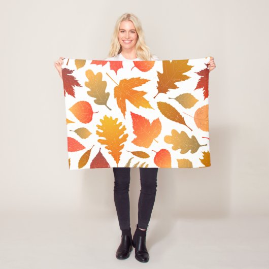 Vallen voor de herfst - Cosy Leaf Pattern Fleece Deken (In situ)