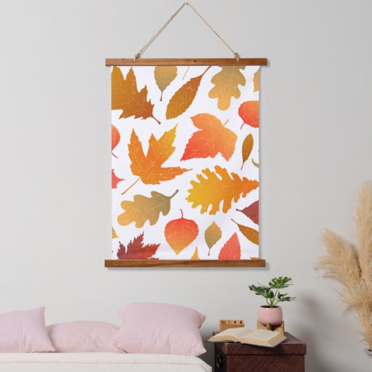 Vallen voor de herfst - Cosy Leaf Pattern Hangend Wandkleed (Slaapkamer)