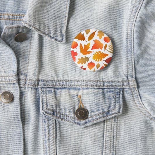 Vallen voor de herfst - Cosy Leaf Pattern Ronde Button 5,7 Cm (In situ)