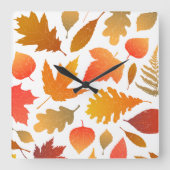 Vallen voor de herfst - Cosy Leaf Pattern Vierkante Klok (Voorkant)
