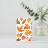 Vallen voor de herfst - Cosy Leaf Pattern Visitekaartje (Staand voorkant)