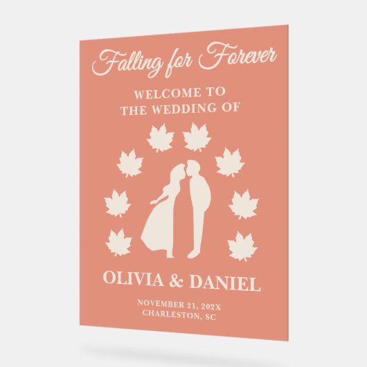 Vallen voor eeuwig | Rustieke bruiloft welkom Acryl Bord (Hoek)