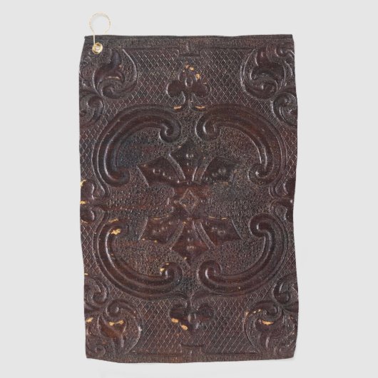 Vallend Oud Leren Boek Golfhanddoek (Voorkant)