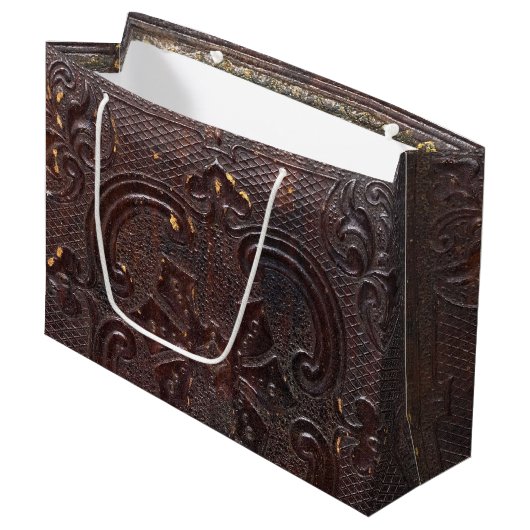 Vallend Oud Leren Boek Groot Cadeauzakje (Voorkant Gekanteld)
