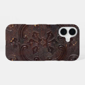 Vallend Oud Leren Boek iPhone 16 Hoesje (Achterkant horizontaal)