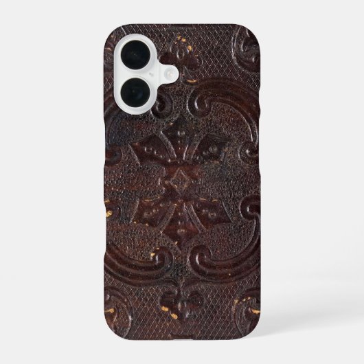 Vallend Oud Leren Boek iPhone 16 Hoesje (Achterkant)