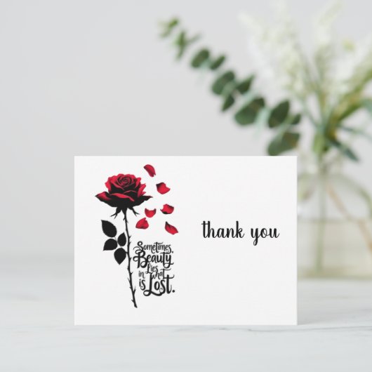 vallend roos briefkaart (Staand voorkant)