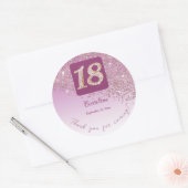 Vallend Roos Gouden Glitter, 18e Verjaardag Bedank Ronde Sticker (Envelop)