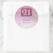 Vallend Roos Gouden Glitter, 21ste Verjaardag Beda Ronde Sticker (Tas)