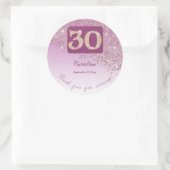 Vallend Roos Gouden Glitter, 30ste Verjaardag Beda Ronde Sticker (Tas)