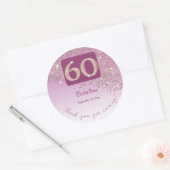 Vallend Roos Gouden Glitter, 60ste Verjaardag Beda Ronde Sticker (Envelop)