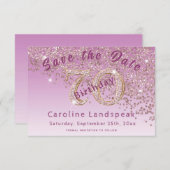 Vallend Roos Gouden Glitter voor 70e Verjaardag Save The Date (Voorkant / Achterkant)