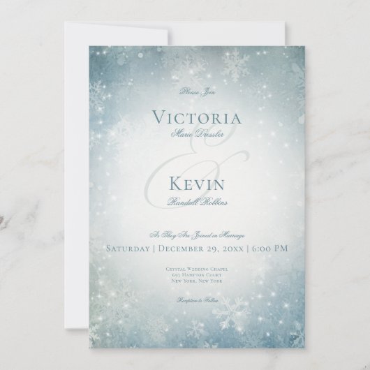 Vallend Sneeuwblauw & Wit Sparkle Twee Zijden Kaart (Voorkant)