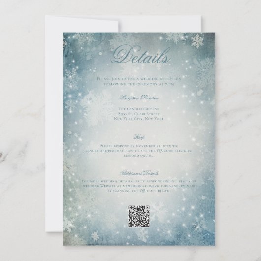 Vallend Sneeuwblauw & Wit Sparkle Twee Zijden Kaart (Achterkant)