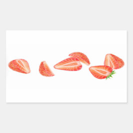 Vallende aardbeien rechthoekige sticker