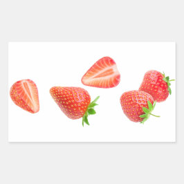 Vallende aardbeien rechthoekige sticker