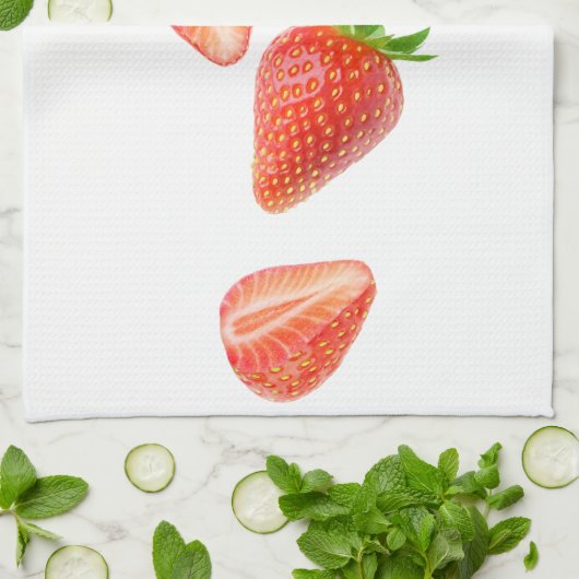 Vallende aardbeien theedoek (Gevouwen)
