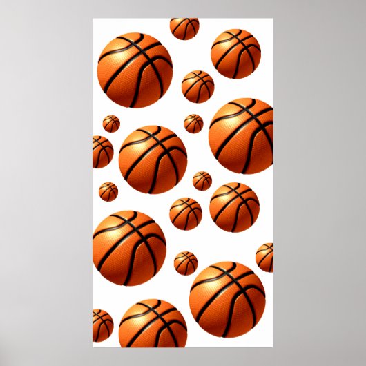 Vallende Ballen Motivatie Basketbal Kunstwerk Poster (Voorkant)