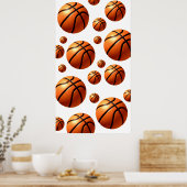 Vallende Ballen Motivatie Basketbal Kunstwerk Poster (Keuken)