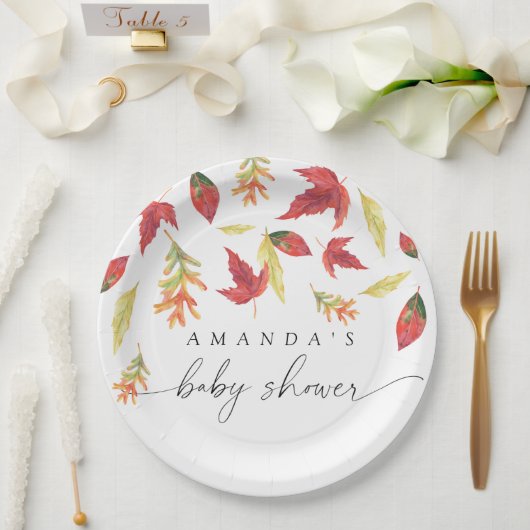 Vallende bladeren Baby shower Papieren Bordje (Huwelijk)