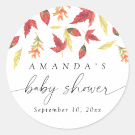 Vallende bladeren Baby shower Ronde Sticker