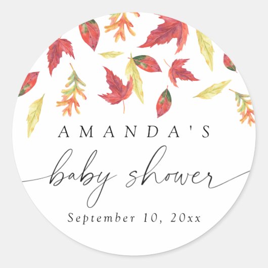 Vallende bladeren Baby shower Ronde Sticker (Voorkant)