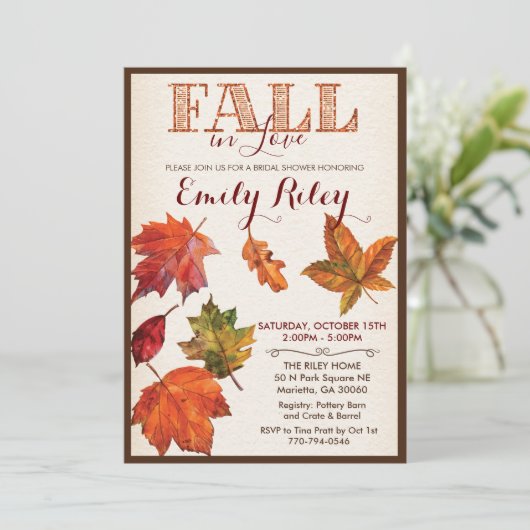 Vallende bladeren bruids douche uitnodiging (Staand voorkant)