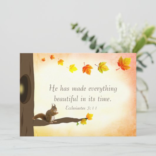 Vallende bladeren en Bijbelverse herfstgroeten Kaart (Staand voorkant)