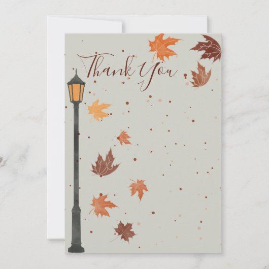 Vallende bladeren en lichten bedankkaart (Voorkant)