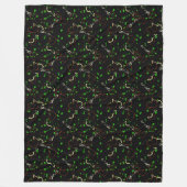 Vallende bladeren en rode harten op zwarte achterg fleece deken (Voorkant)