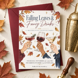 : Vallende Bladeren & Fancy Dranken Friendsgiving Kaart