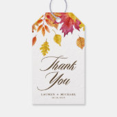 Vallende bladeren Garland Herfst bruiloft Dank u Cadeaulabel (Achterkant)