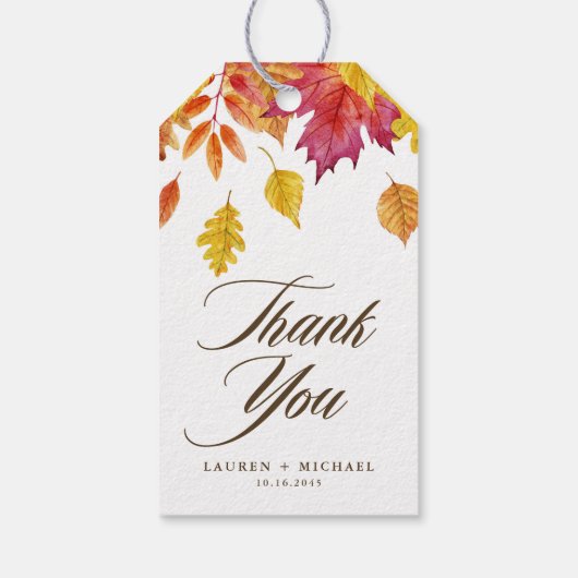 Vallende bladeren Garland Herfst bruiloft Dank u Cadeaulabel (Achterkant)