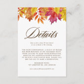 Vallende bladeren Garland herfst bruiloft details Informatiekaartje (Voorkant)