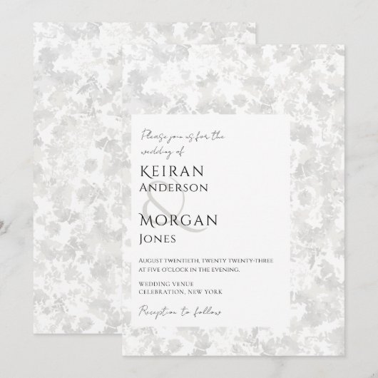 Vallende Bladeren Grijze Bruiloft Kaart (Voorkant / Achterkant)