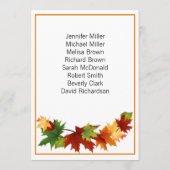 Vallende bladeren Groot Tafelnummer Kaart 5 x 7 (Achterkant)