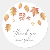 Vallende bladeren herfst baby shower - Dank u Ronde Sticker (Voorkant)