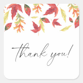 Vallende bladeren herfst baby shower Dank u Vierkante Sticker