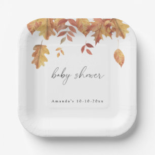Vallende bladeren herfst baby shower papieren bordje