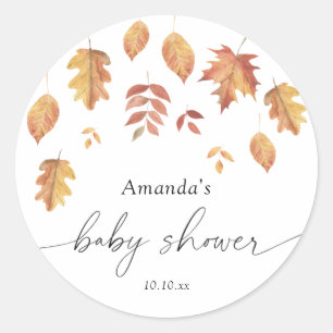 Vallende bladeren herfst baby shower ronde sticker