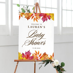Vallende bladeren Herfst Baby shower welkom Poster