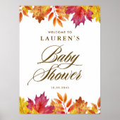 Vallende bladeren Herfst Baby shower welkom Poster (Voorkant)