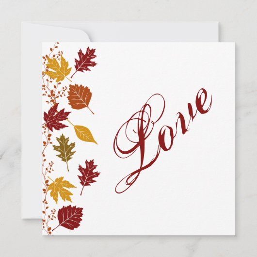 Vallende bladeren herfst herfst bruiloft uitnodigi kaart (Achterkant)