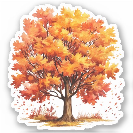 Vallende bladeren Herfst Tree Sticker (Voorkant)